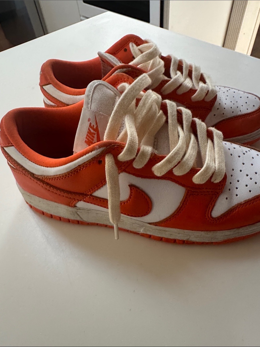 Nike Orange and White Low-Top Athletic Sneakers